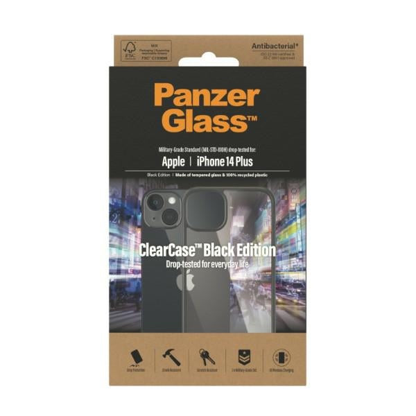 PanzerGlass ClearCase antibacterial case for iPhone 14 Plus / 15 Plus - transparent and black