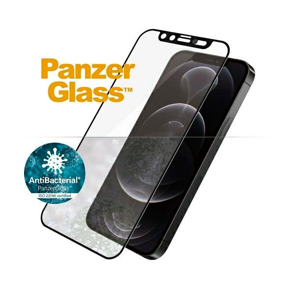 PanzerGlass E2E Microfracture Antibacterial Glass with Camera Protector for iPhone 12 / 12 Pro - With Black Frame