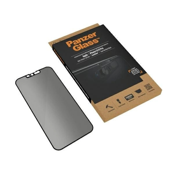 PanzerGlass E2E Microfracture Antibacterial Privacy Glass with Camera Protector for iPhone 13/13 Pro - With Black Frame