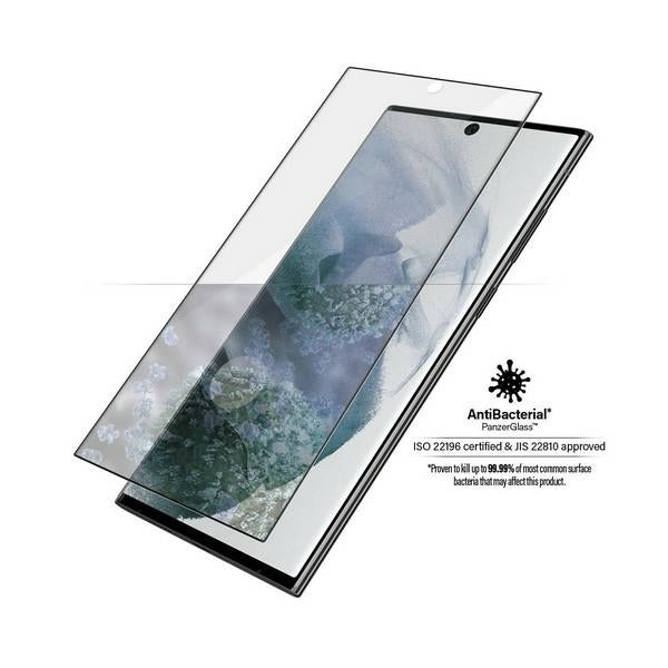 PanzerGlass E2E Microfracture antibacterial glass for Samsung Galaxy S22 Ultra - with black frame