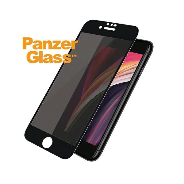 PanzerGlass E2E Super+ privacy tempered glass for iPhone 6 / 6s / 7 / 8 / SE 2020 / SE 2022 - with black frame