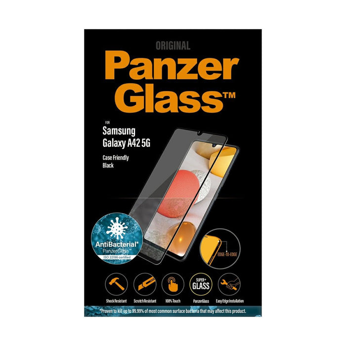 PanzerGlass E2E Super+ antibacterial tempered glass for Samsung Galaxy A42 5G - with black frame