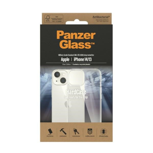 PanzerGlass HardCase antibacterial Military Grade certified case for iPhone 14 / 15 / 13 - transparent