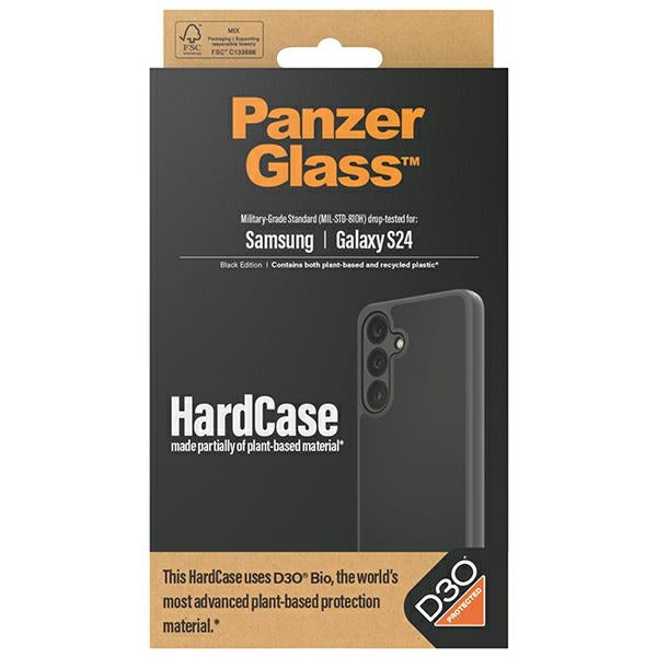 PanzerGlass HardCase with D3O® Bio and Military Grade Certification for Samsung Galaxy S24 - Transparent and Black