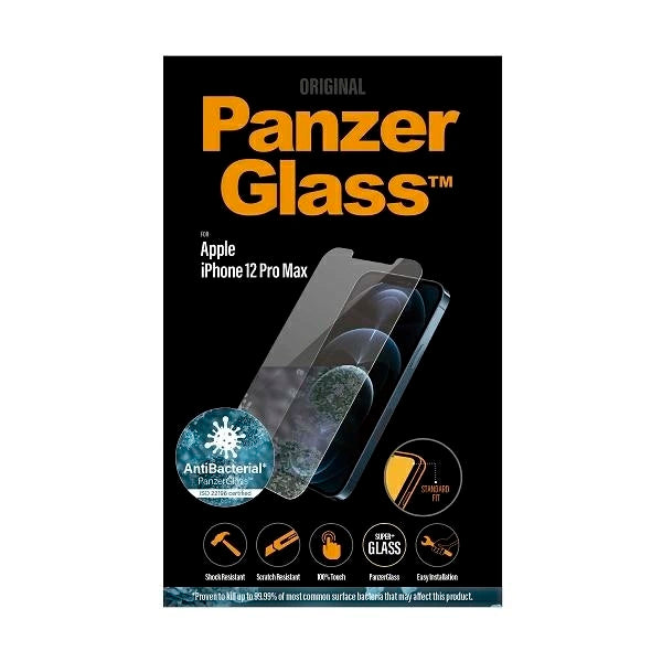 PanzerGlass Standard Super+ antibacterial tempered glass for iPhone 12 Pro Max