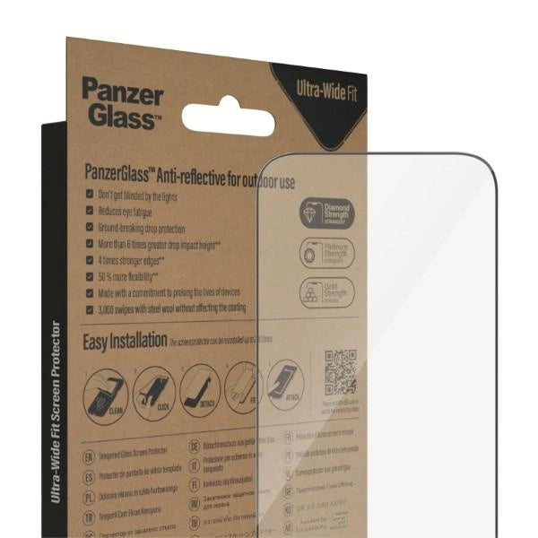 PanzerGlass Ultra-Wide Fit antibacterial tempered glass with glare filter and positioner for iPhone 14 Pro