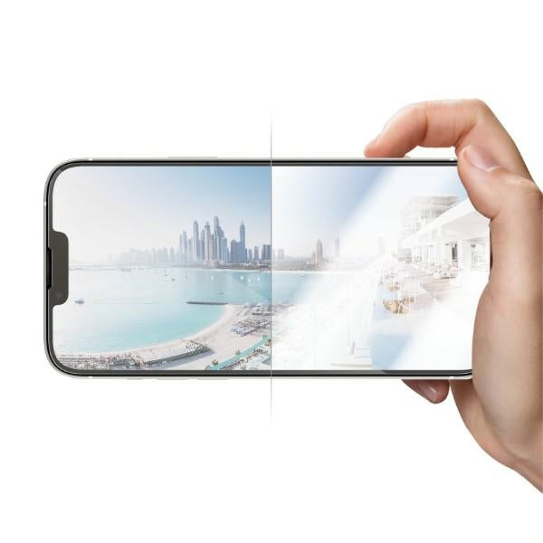 PanzerGlass Ultra-Wide Fit Antibacterial Tempered Glass with Glare Filter and Positioner for iPhone 14 Plus / 13 Pro Max