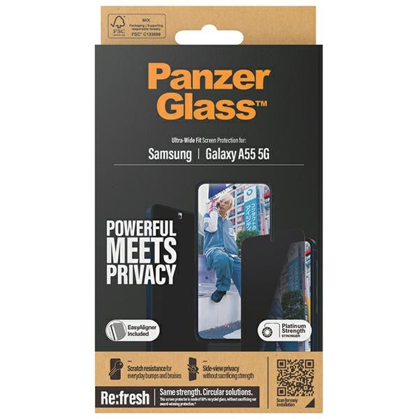 PanzerGlass Ultra-Wide Fit Privacy Tempered Glass with Positioner for Samsung Galaxy A55 5G