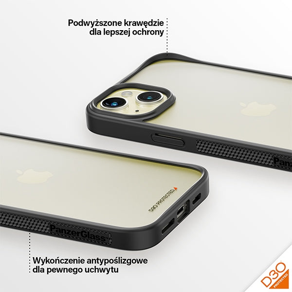 PanzerGlass ClearCase Case for iPhone 15 Plus / 14 Plus with Military Grade Certification - Clear &amp; Black