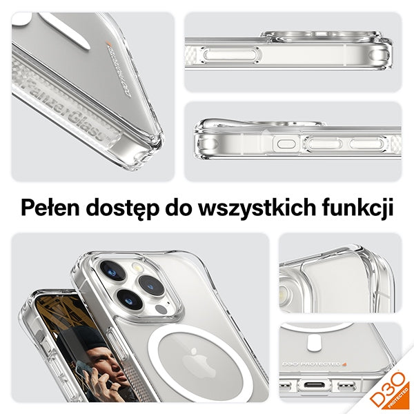 PanzerGlass HardCase with MagSafe with D3O and Military Grade Certified for iPhone 15 Pro - Transparent