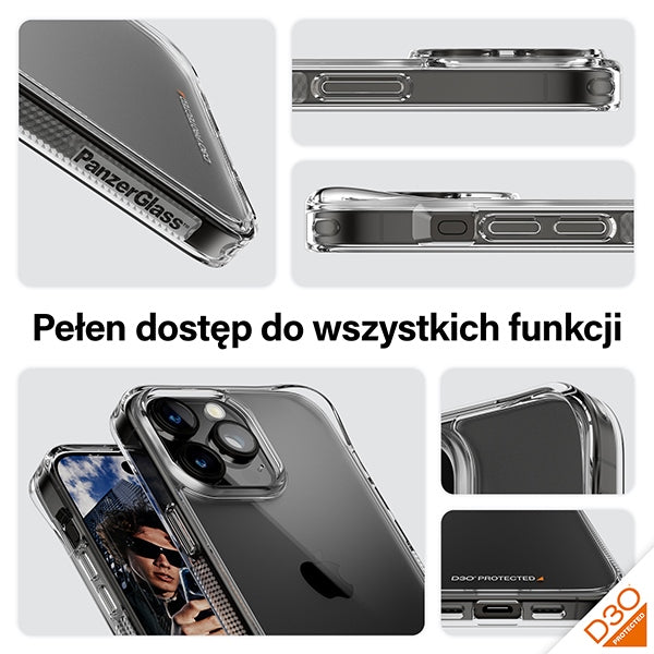 PanzerGlass HardCase with D3O and Military Grade certification for iPhone 15 Pro Max - transparent