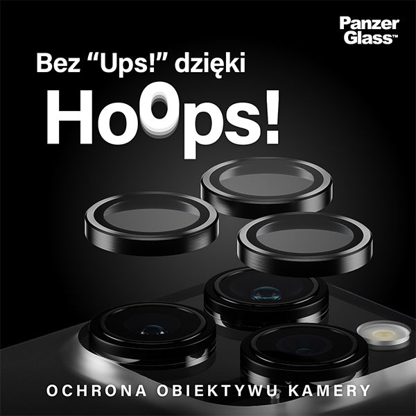PanzerGlass Hoops Camera Protection for iPhone 15 Pro / 15 Pro Max - with Black Frame
