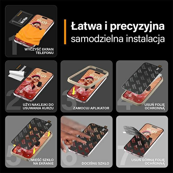 PanzerGlass Ultra-Wide Fit tempered glass with positioner for iPhone 15