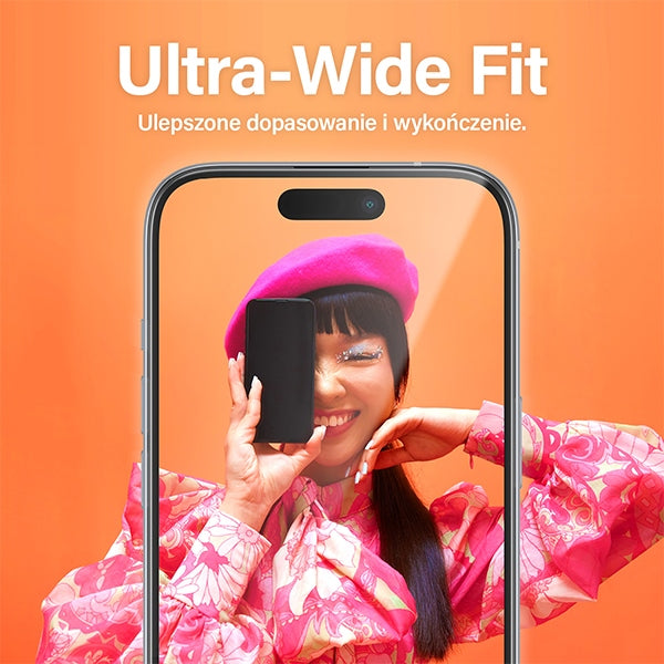 PanzerGlass Ultra-Wide Fit tempered glass with positioner for iPhone 15
