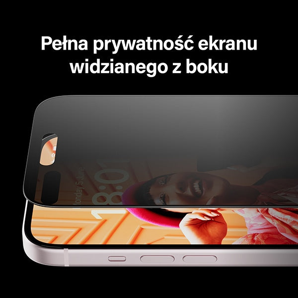 PanzerGlass Ultra-Wide Fit Privacy Tempered Glass with Positioner for iPhone 15 Plus