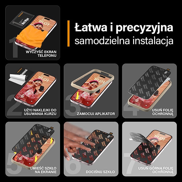 PanzerGlass Ultra-Wide Fit Privacy Tempered Glass with Positioner for iPhone 15 Plus