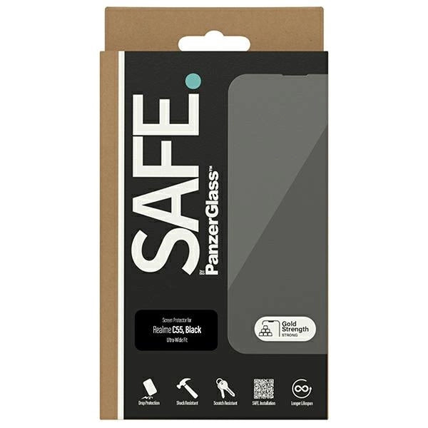 SAFE by PanzerGlass Ultra-Wide Fit Tempered Glass on Realme C55 - with Black Frame