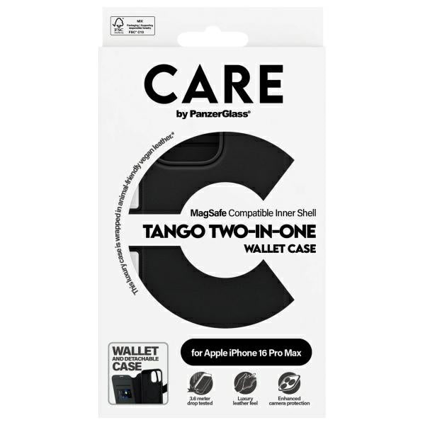 CARE by PanzerGlass Feature Tango 2in1 Wallet MagSafe Case for iPhone 16 Pro Max - Black