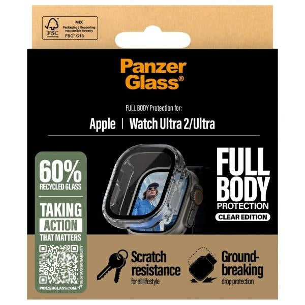 PanzerGlass Snappie Full Body Tempered Glass for Apple Watch Ultra 2 - Clear