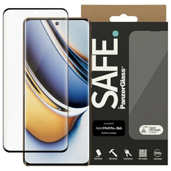 SAFE by PanzerGlass Screen Protection Ultra-Wide Fit Tempered Glass for Realme 11 Pro / 11 Pro+ - Black