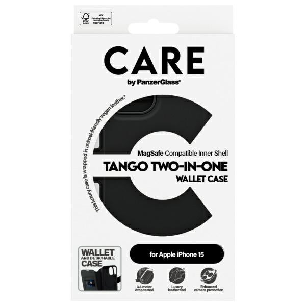CARE by PanzerGlass Feature Tango 2in1 Wallet MagSafe case for iPhone 15 - black