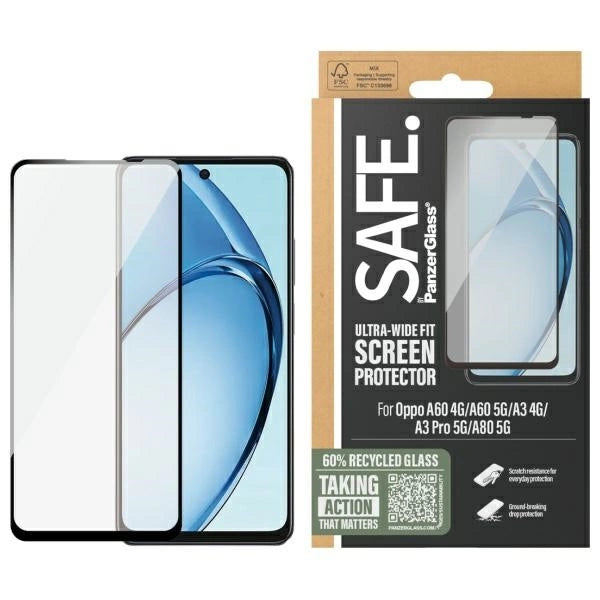 SAFE by PanzerGlass Screen Protection Ultra-Wide Fit Tempered Glass for Oppo A60 4G / A60 5G / A3 4G / A3 Pro 5G / A80 5G
