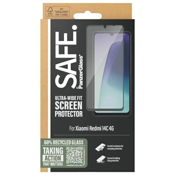 PanzerGlass Screen Protection Ultra-Wide Fit Tempered Glass for Xiaomi 14C 4G