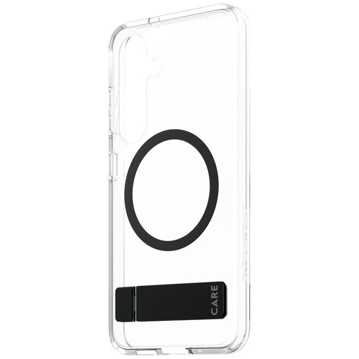 CARE by PanzerGlass Feature Black Kickstand &amp; QI Case for Samsung Galaxy S25 - Transparent