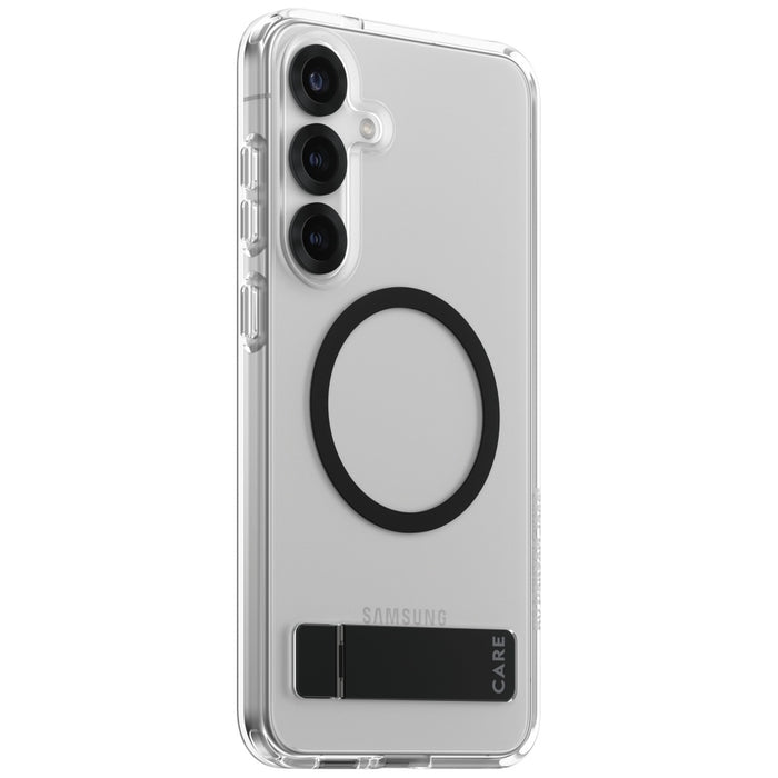 CARE by PanzerGlass Feature Black Kickstand &amp; QI Case for Samsung Galaxy S25+ - Transparent