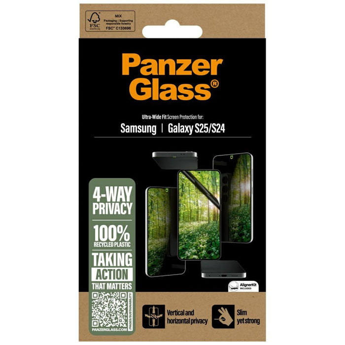 PanzerGlass Eco Matrix Ultra-Wide Fit Privacy Glass for Samsung Galaxy S25