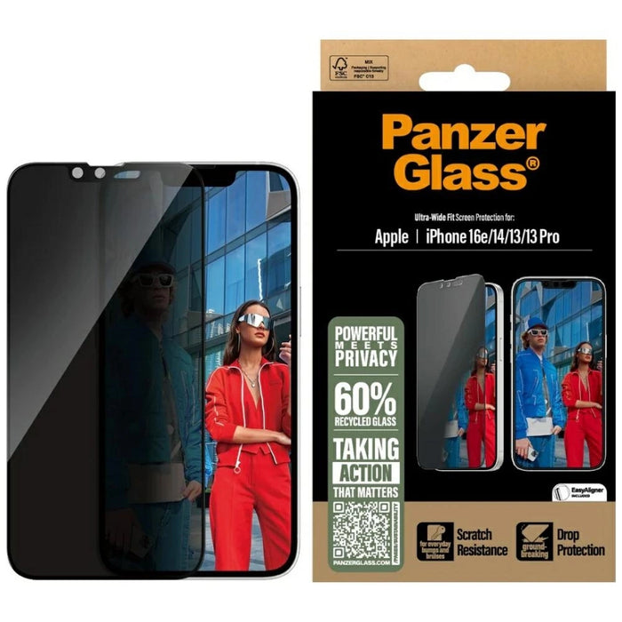 PanzerGlass Ultra-Wide Fit Privacy Glass for iPhone 16e / 14 / 13 / 13 Pro