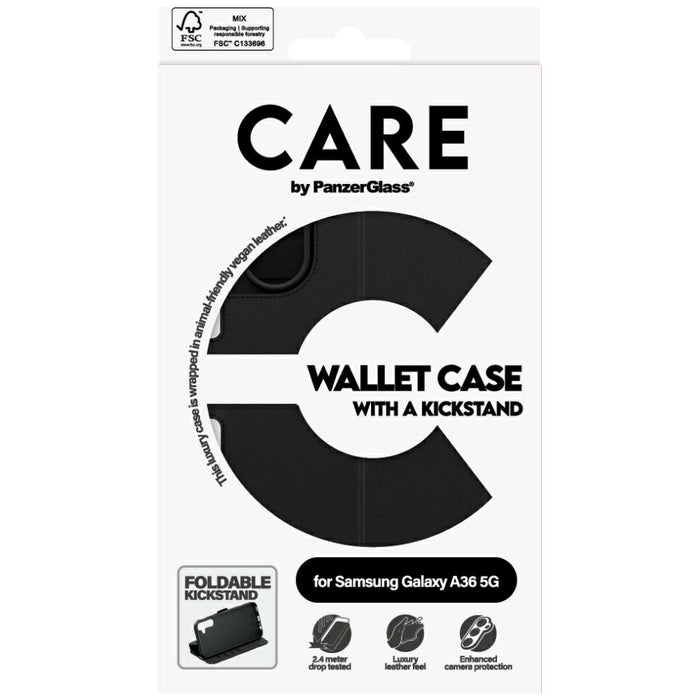CARE by PanzerGlass Feature Wallet Kickstand Case for Samsung Galaxy A36 5G - Black