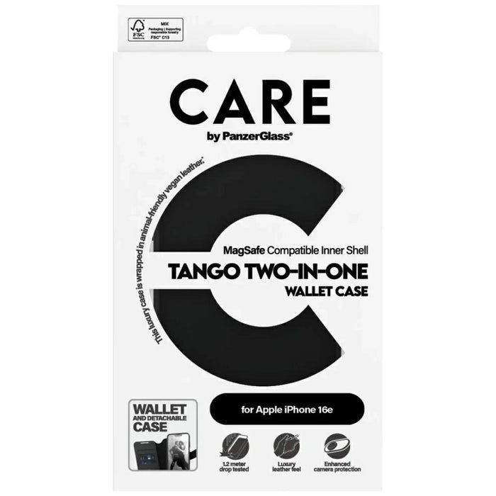 CARE by PanzerGlass Feature Tango 2in1 Wallet Case for iPhone 16e - Black