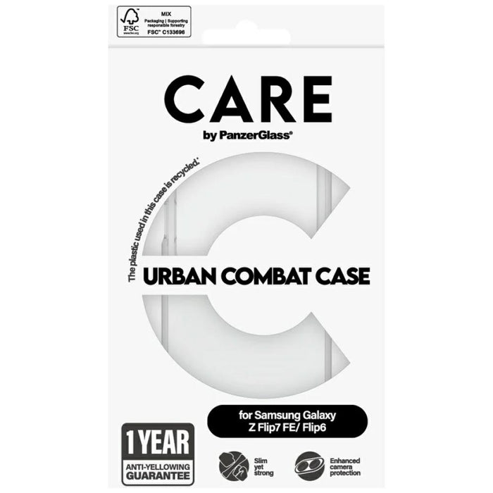 CARE by PanzerGlass Flagship Urban Combat Case for Samsung Galaxy Z Flip 7 FE / Flip 6 - Transparent