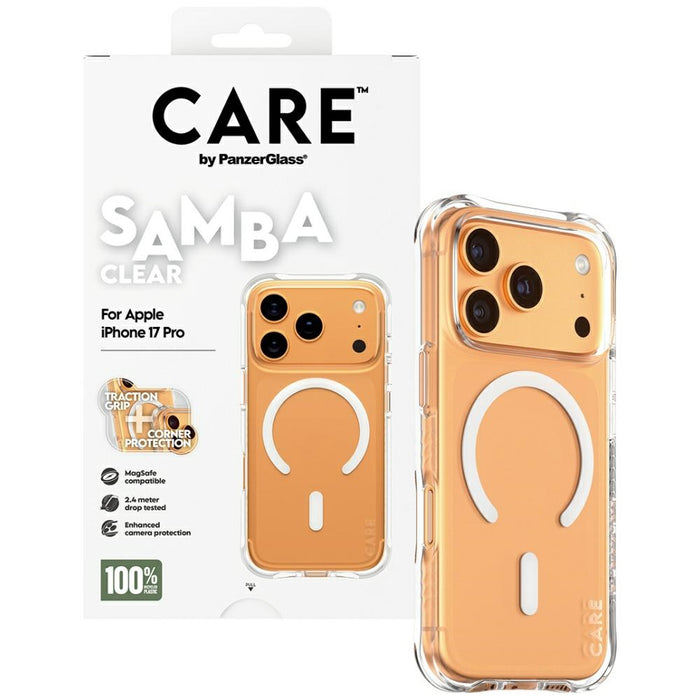 CARE by PanzerGlass Fashionable Samba Case w. White MagSafe for iPhone 17 Pro - Transparent