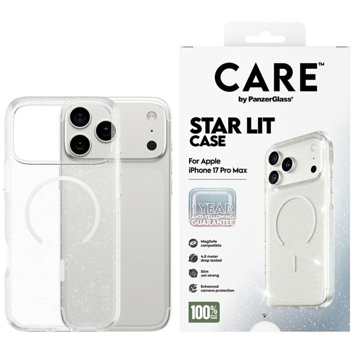 CARE by PanzerGlass Flagship Urban Explorer Case w. White MagSafe for iPhone 17 Pro Max - Clear Glitter
