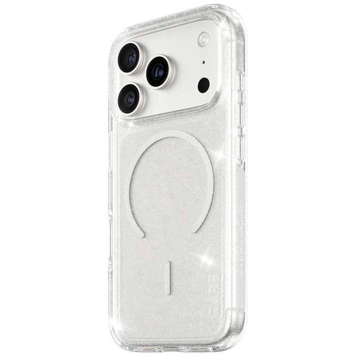 CARE by PanzerGlass Flagship Urban Explorer Case w. White MagSafe for iPhone 17 Pro - Clear Glitter