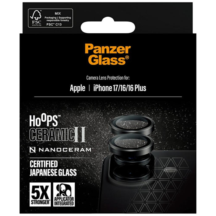 PanzerGlass Hoops Ceramic II Tempered Glass Lens Screen Protector for iPhone 16 / 16 Plus / 17