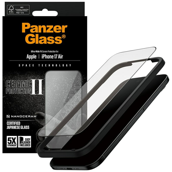 PanzerGlass Ceramic II Ultra-Wide Fit EasyAligner Tempered Glass for iPhone Air