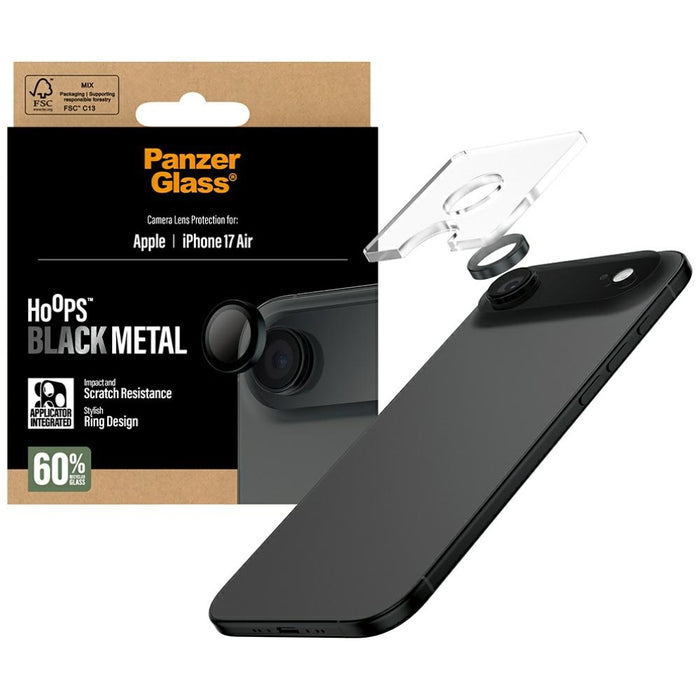 PanzerGlass Hoops Tempered Glass Lens Screen Protector for iPhone Air Black