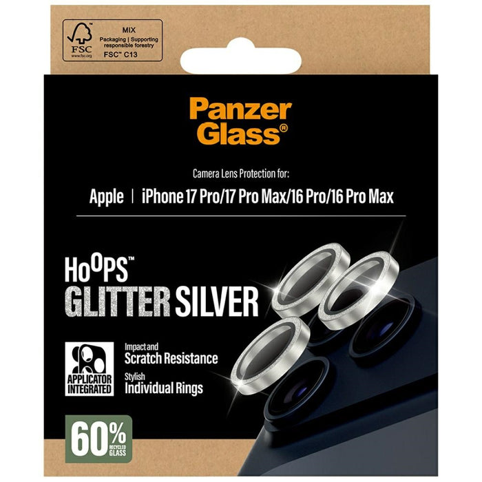 PanzerGlass Hoops Glitter Tempered Glass Lens Screen Protector for iPhone 17 Pro / 17 Pro Max / 16 Pro / 16 Pro Max - Silver