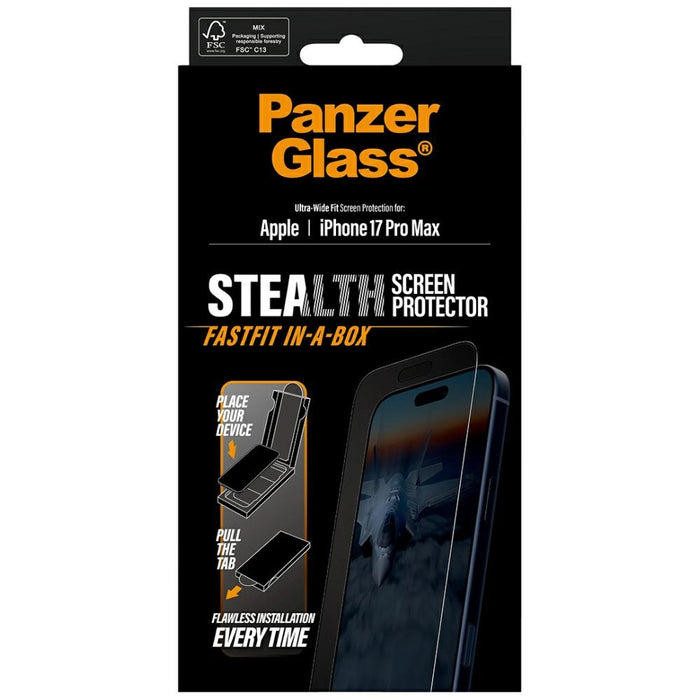PanzerGlass Stealth Ultra-Wide Fit Fastfit Tempered Glass for iPhone 17 Pro Max