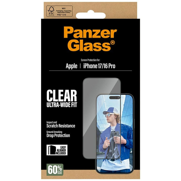 PanzerGlass Ultra-Wide Fit EasyAligner Tempered Glass for iPhone 17 / 16 Pro