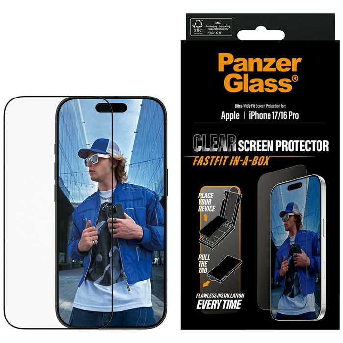 PanzerGlass Ultra-Wide Fit Fastfit Tempered Glass for iPhone 17 / 16 Pro