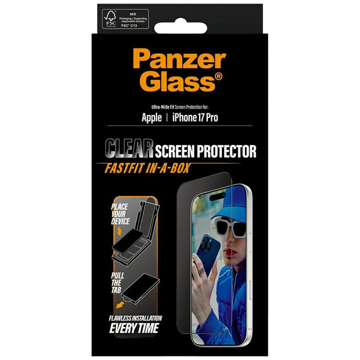 PanzerGlass Ultra-Wide Fit Fastfit Tempered Glass for iPhone 17 Pro