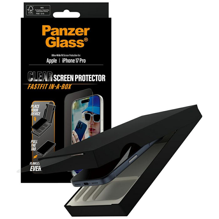 PanzerGlass Ultra-Wide Fit Fastfit Tempered Glass for iPhone 17 Pro