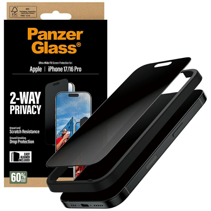PanzerGlass Ultra-Wide Fit EasyAligner Privacy Glass for iPhone 17 / 16 Pro