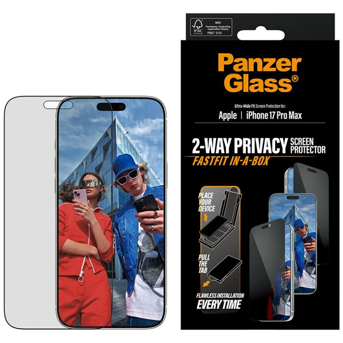 PanzerGlass Ultra-Wide Fit Fastfit Privacy Glass for iPhone 17 Pro Max