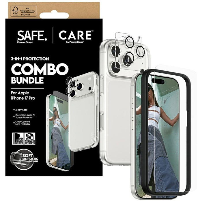 CARE by PanzerGlass Fashionable Combo 3in1 Case + Glass + Lens for iPhone 17 Pro