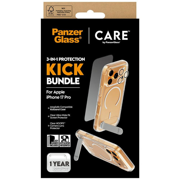 CARE by PanzerGlass Feature Kick 3in1 Case + Glass + Lens Protection Kit for iPhone 17 Pro